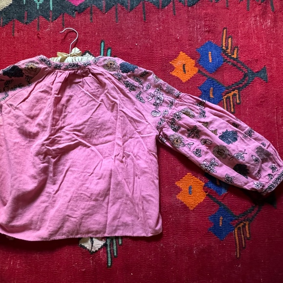 Adorable Vintage Pink Embroidered Floral Balloon Sleeve top/ jacket, size small - Picture 8 of 10